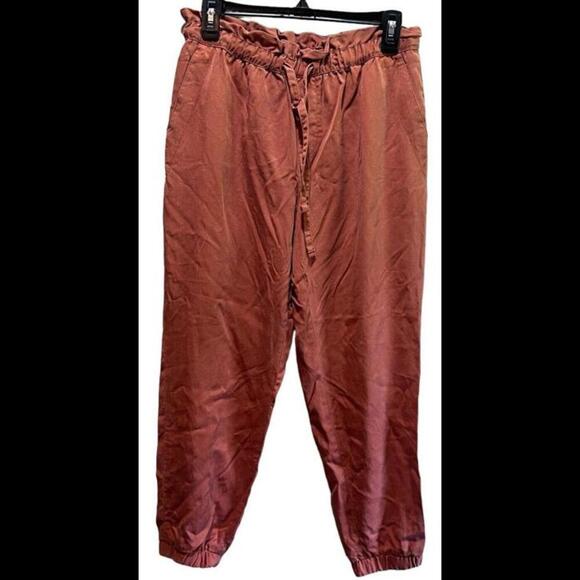 Banana Republic Jogger Pants Womens Small Orange Rust Pockets Elastic Waist - Picture 1 of 3